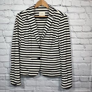 Ann Taylor LOFT Blazer Jacket Womens Size Medium White Black Striped Career